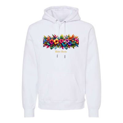 Saint Lucia Band Of Tropical Flowers Premium Hoodie