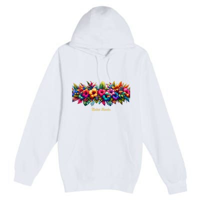 Saint Lucia Band Of Tropical Flowers Premium Pullover Hoodie