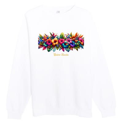 Saint Lucia Band Of Tropical Flowers Premium Crewneck Sweatshirt