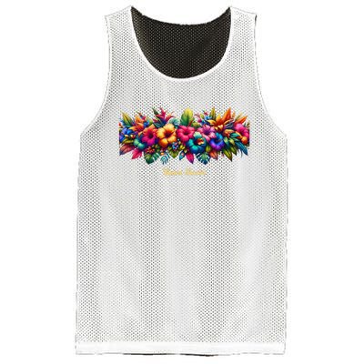 Saint Lucia Band Of Tropical Flowers Mesh Reversible Basketball Jersey Tank