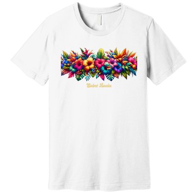 Saint Lucia Band Of Tropical Flowers Premium T-Shirt