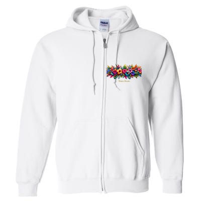 Saint Lucia Band Of Tropical Flowers Full Zip Hoodie