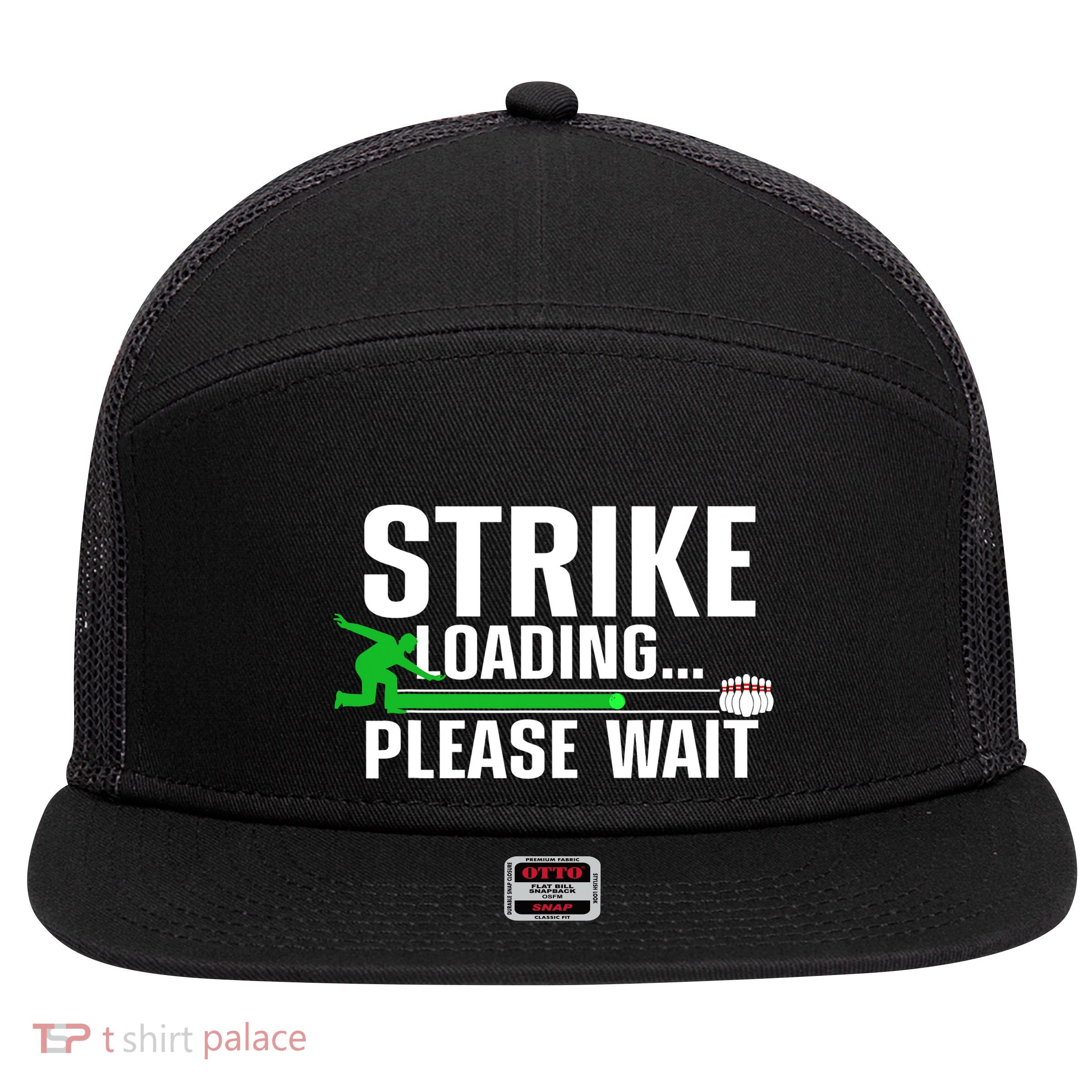Strike Loading Bowling Bowler Player Funny Trending 7 Panel Mesh Trucker Snapback Hat