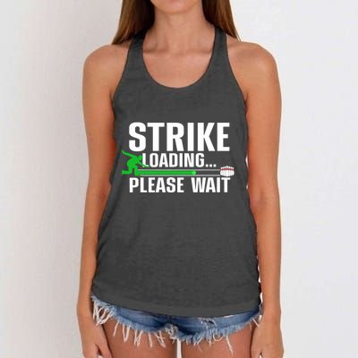 Strike Loading Bowling Bowler Player Funny Trending Women's Knotted Racerback Tank