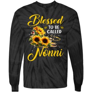 Sunflower Lovers Blessed to be called Nonni Mother's Day Tie-Dye Long Sleeve Shirt