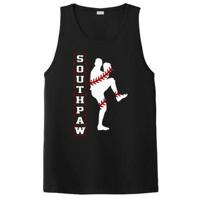 Southpaw Lefty Baseball Left Handed Funny Pitcher Player Fan PosiCharge Competitor Tank