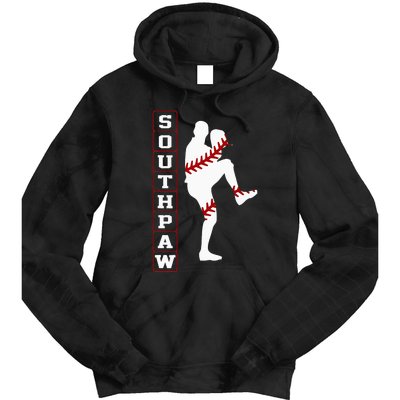 Southpaw Lefty Baseball Left Handed Funny Pitcher Player Fan Tie Dye Hoodie