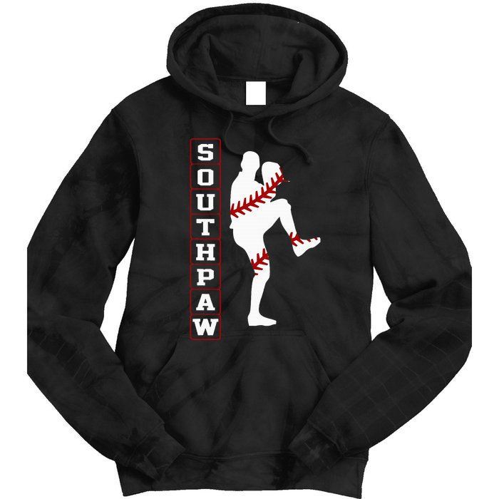 Southpaw Lefty Baseball Left Handed Funny Pitcher Player Fan Tie Dye Hoodie