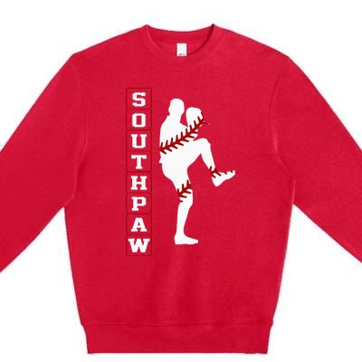 Southpaw Lefty Baseball Left Handed Funny Pitcher Player Fan Premium Crewneck Sweatshirt