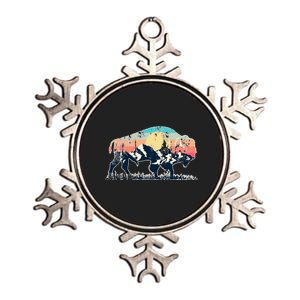 Sunset Landscape Buffalo Metallic Star Ornament