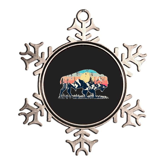 Sunset Landscape Buffalo Metallic Star Ornament