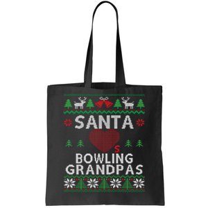 Santa Loves Bowling Grandpas Funny Ugly Christmas Gift Tote Bag