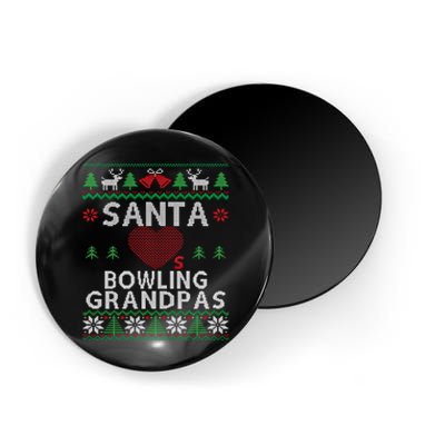 Santa Loves Bowling Grandpas Funny Ugly Christmas Gift Magnet