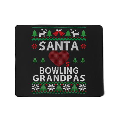 Santa Loves Bowling Grandpas Funny Ugly Christmas Gift Mousepad