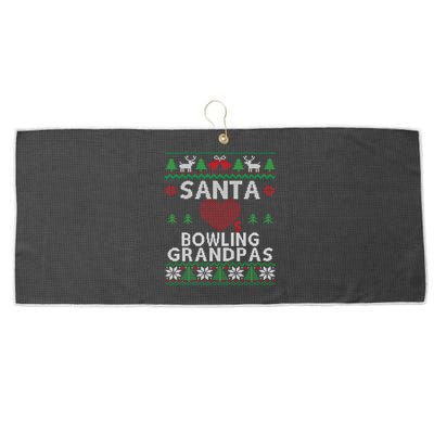 Santa Loves Bowling Grandpas Funny Ugly Christmas Gift Large Microfiber Waffle Golf Towel