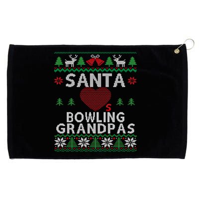 Santa Loves Bowling Grandpas Funny Ugly Christmas Gift Grommeted Golf Towel