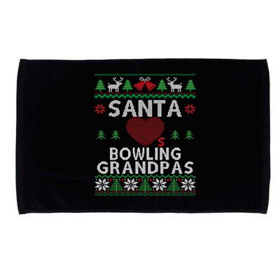 Santa Loves Bowling Grandpas Funny Ugly Christmas Gift Microfiber Hand Towel