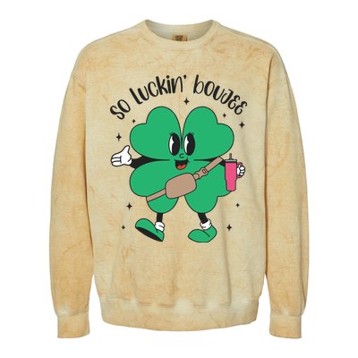 So Luckin Boujee Shamrock St Pattys Day Colorblast Crewneck Sweatshirt