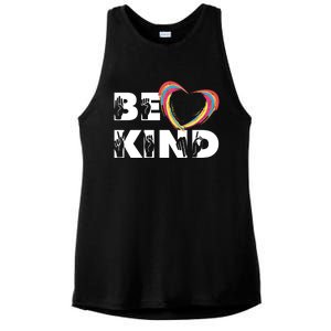 Sign Language Be Kind Graphic Asl Deaf Love Gift Ladies PosiCharge Tri-Blend Wicking Tank