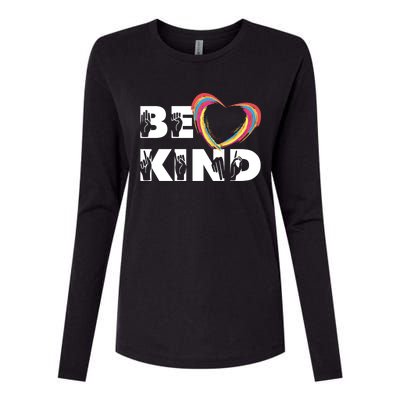 Sign Language Be Kind Graphic Asl Deaf Love Gift Womens Cotton Relaxed Long Sleeve T-Shirt