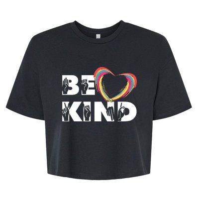 Sign Language Be Kind Graphic Asl Deaf Love Gift Bella+Canvas Jersey Crop Tee