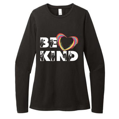 Sign Language Be Kind Graphic Asl Deaf Love Gift Womens CVC Long Sleeve Shirt