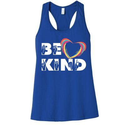 Sign Language Be Kind Graphic Asl Deaf Love Gift Women's Racerback Tank