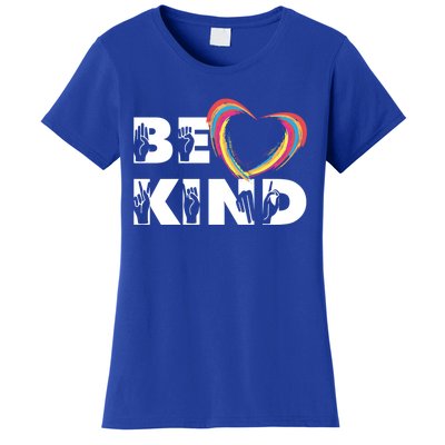 Sign Language Be Kind Graphic Asl Deaf Love Gift Women's T-Shirt