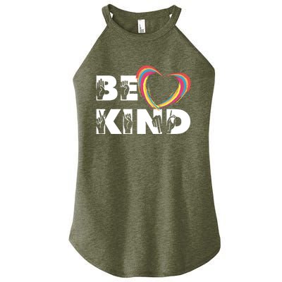 Sign Language Be Kind Graphic Asl Deaf Love Gift Women’s Perfect Tri Rocker Tank