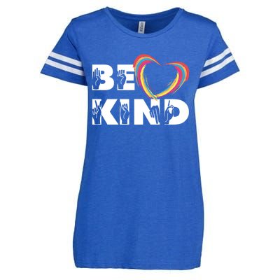 Sign Language Be Kind Graphic Asl Deaf Love Gift Enza Ladies Jersey Football T-Shirt