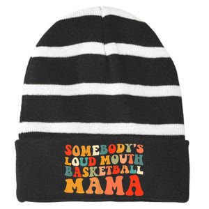 Somebody's Loudmouth Basketball Mama Striped Beanie with Solid Band