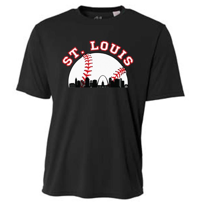 St. Louis Baseball St. Louis MO Cityscape STL Skyline Cooling Performance Crew T-Shirt