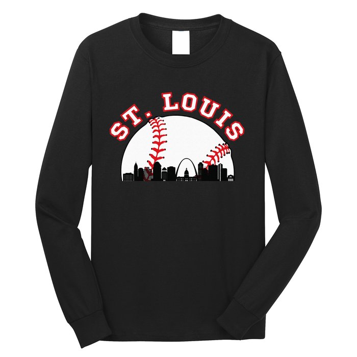 St. Louis Baseball St. Louis MO Cityscape STL Skyline Long Sleeve Shirt