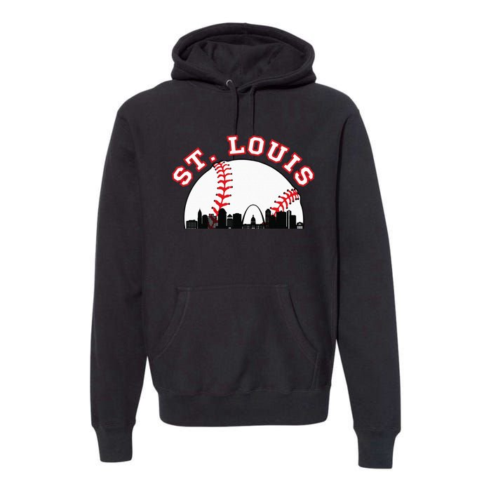 St. Louis Baseball St. Louis MO Cityscape STL Skyline Premium Hoodie