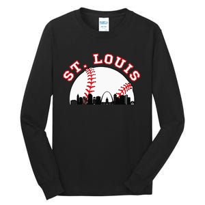 St. Louis Baseball St. Louis MO Cityscape STL Skyline Tall Long Sleeve T-Shirt