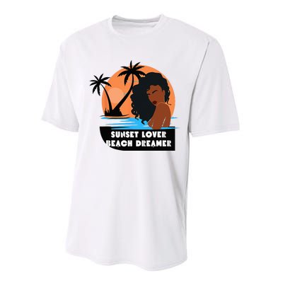 Sunset Lover Beach Dreamer Melanin Cute Performance Sprint T-Shirt