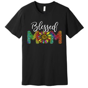 Sunflower Leopard Blessed Mom Life gift Mother's Day Premium T-Shirt