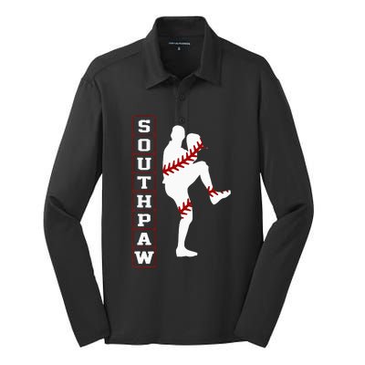 Southpaw Lefty Baseball Left Handed Funny Pitcher Player Fan Silk Touch Performance Long Sleeve Polo