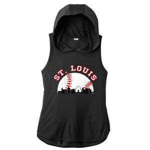 St. Louis Baseball St. Louis Mo Cityscape Stl Skyline Ladies PosiCharge Tri-Blend Wicking Draft Hoodie Tank