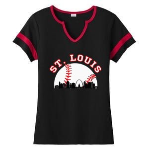 St. Louis Baseball St. Louis Mo Cityscape Stl Skyline Ladies Halftime Notch Neck Tee