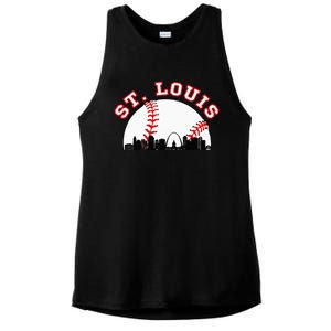 St. Louis Baseball St. Louis Mo Cityscape Stl Skyline Ladies PosiCharge Tri-Blend Wicking Tank