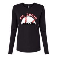 St. Louis Baseball St. Louis Mo Cityscape Stl Skyline Womens Cotton Relaxed Long Sleeve T-Shirt