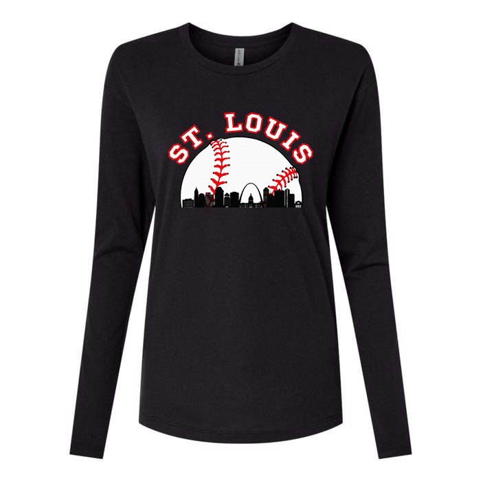 St. Louis Baseball St. Louis Mo Cityscape Stl Skyline Womens Cotton Relaxed Long Sleeve T-Shirt