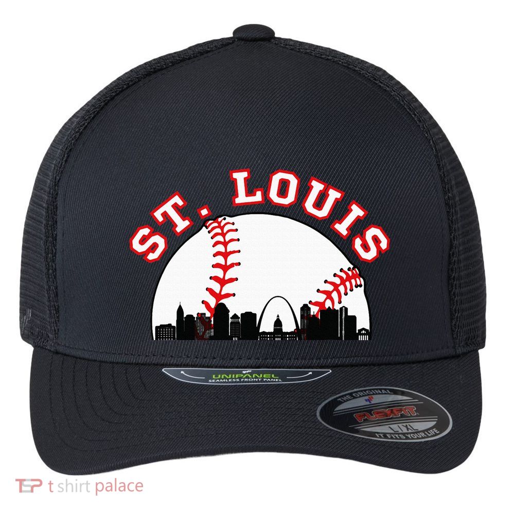 St. Louis Baseball St. Louis Mo Cityscape Stl Skyline Flexfit Unipanel Trucker Cap