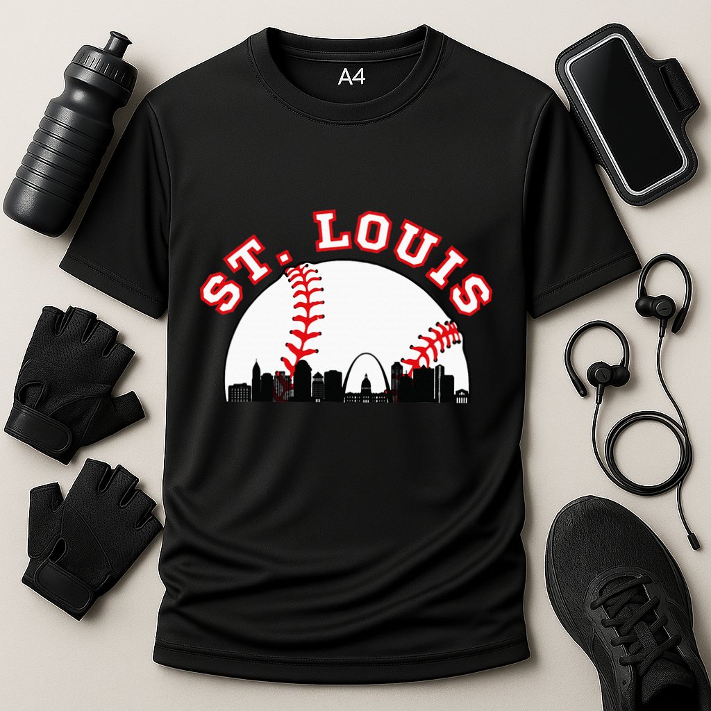 St. Louis Baseball St. Louis Mo Cityscape Stl Skyline Cooling Performance Crew T-Shirt