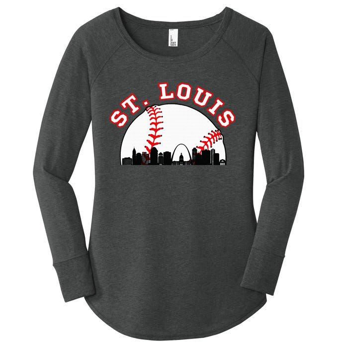 St. Louis Baseball St. Louis Mo Cityscape Stl Skyline Women's Perfect Tri Tunic Long Sleeve Shirt