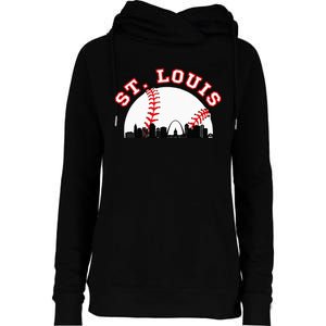 St. Louis Baseball St. Louis Mo Cityscape Stl Skyline Womens Funnel Neck Pullover Hood