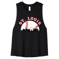 St. Louis Baseball St. Louis Mo Cityscape Stl Skyline Women's Racerback Cropped Tank