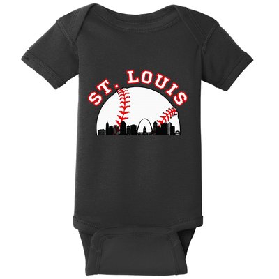 St. Louis Baseball St. Louis Mo Cityscape Stl Skyline Baby Bodysuit