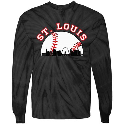 St. Louis Baseball St. Louis Mo Cityscape Stl Skyline Tie-Dye Long Sleeve Shirt